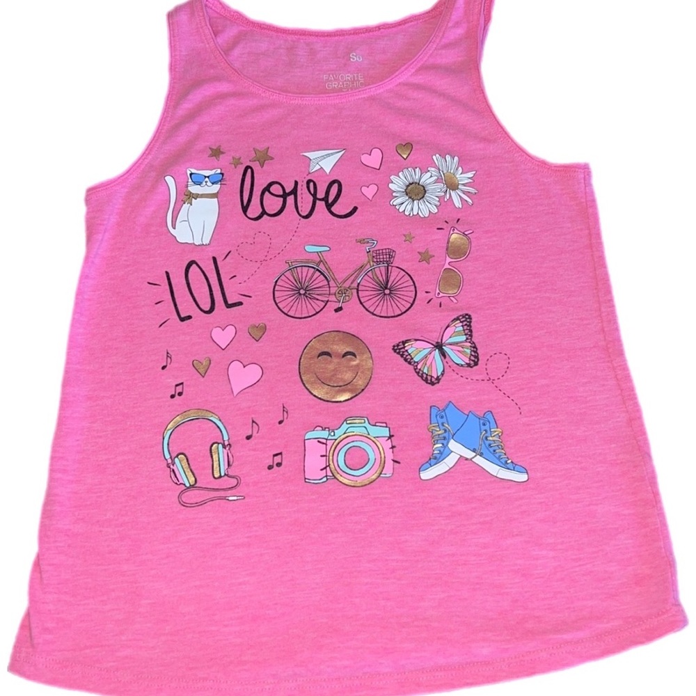 Girls SO Graphic Tank Top Pink (Size 10)